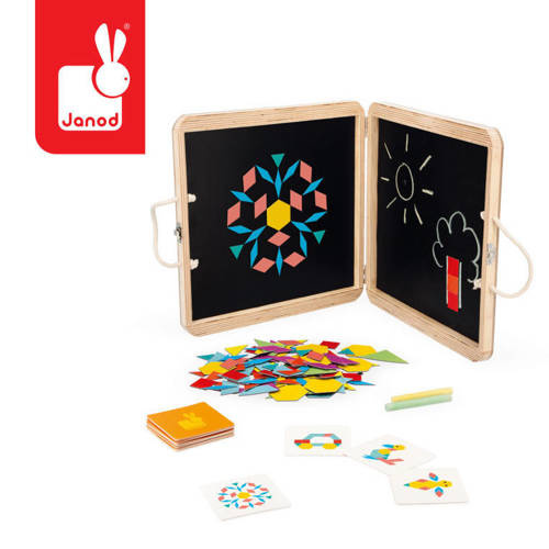 Janod - Magnetic puzzle in a wooden case Geometric figures 3+