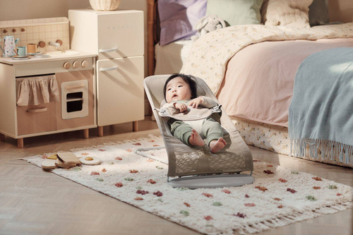 BABYBJORN - Bouncer Balance Soft Light grey frame, Mesh, Grey beige/White