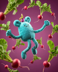 DOUDOU - MIAM! Billie Radish, 60 cm, blue radish
