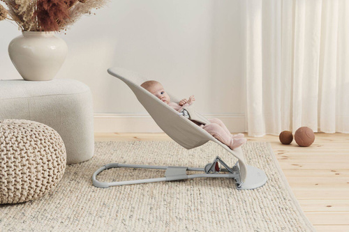 BABYBJORN - Bouncer Bliss - Light grey frame, 3D Jersey, Light beige + Toy Googly Eyes Pastels