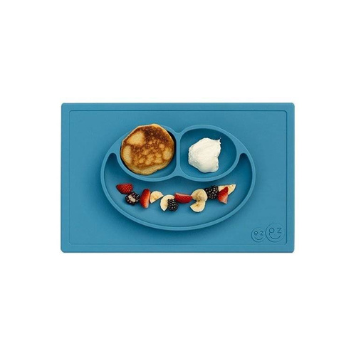 EZPZ - A silicone plate with a washer, Happy Mat 2in1, blue