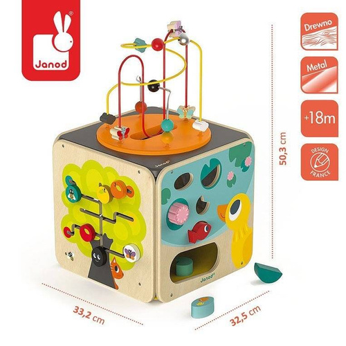Janod - Multifunctional educational cube with a large loop