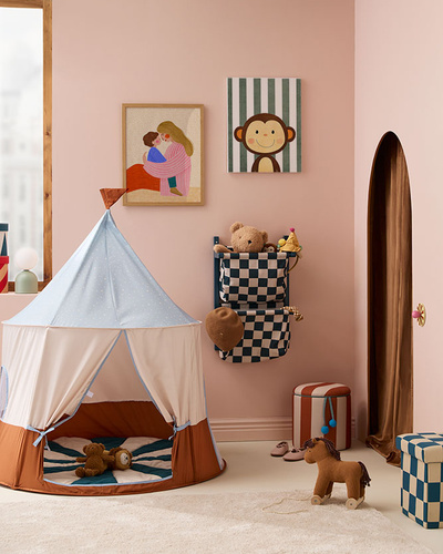 Kid's Concept - Pouffe cylinder with storage, brown