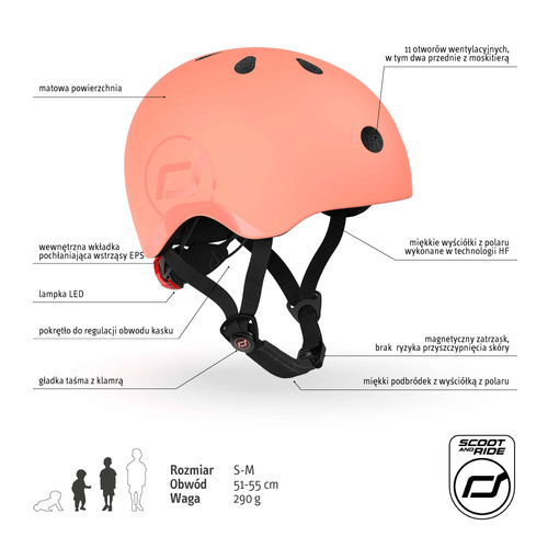 SCOOTANDRIDE - S-M helmet for children 3+ Peach