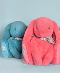 DOUDOU – Lapin Fleurette plush rabbit by Doudou et Compagnie, 50 cm, coral