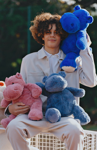 DOUDOU – plush hippo HIP'BLUE Histoire d'Ours, 40 cm, blue