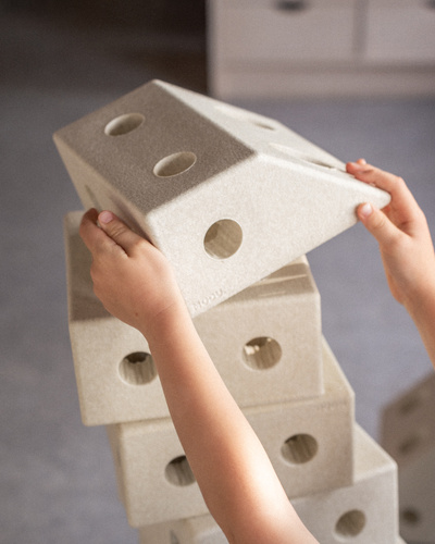 MODU Education set, small – creative blocks developing gross motor skills, sand grey / honey yellow