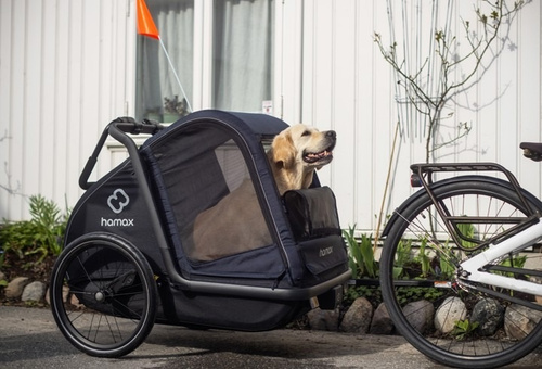 Bicycle trailer for a dog - Hamax Pluto L 45 kg - Blue / Black