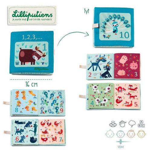 LILLIPUTIENS - Soft book for learning to count 1, 2, 3 ... 18 m +